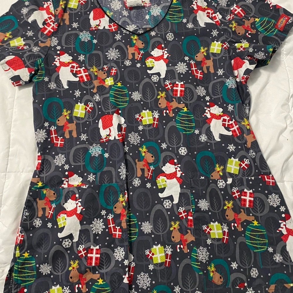 Dickies brand Christmas scrub top